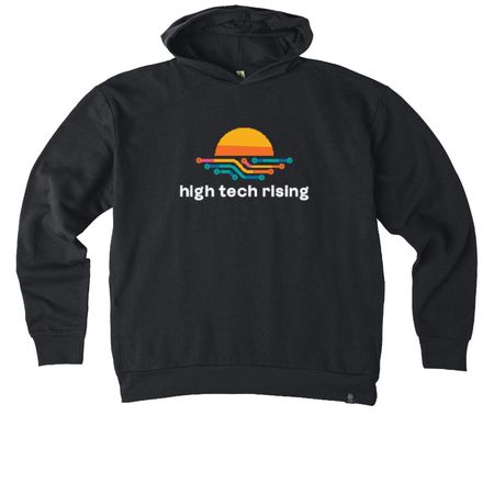 Wear High Tech Rising, a Black Reclaimist Pullover Hoodie