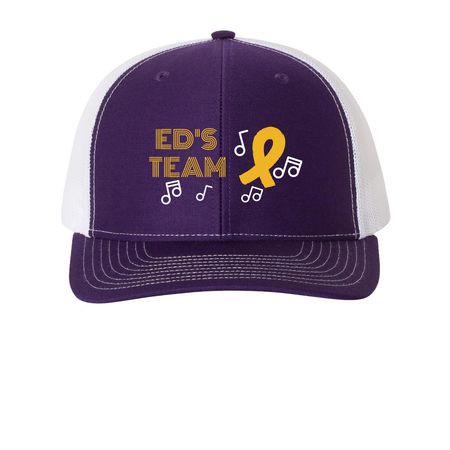 Ed's Team, a Purple/ White Printed Snapback Trucker Cap