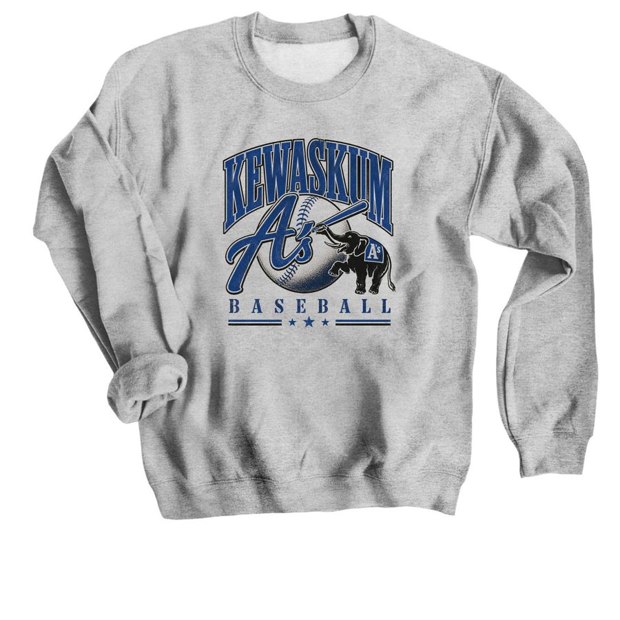Kewaskum A's Baseball Line, a Sport Grey Crewneck Sweatshirt