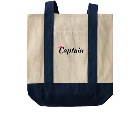 She Captain Tote Bag, a Natural/Navy Two-Tone Grocery Tote Bag