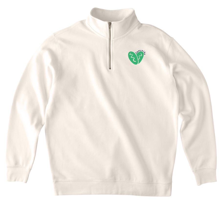 Mito Heart -Green/White - Zip-Up (Adult), a Bone Midweight Quarter Zip Pullover