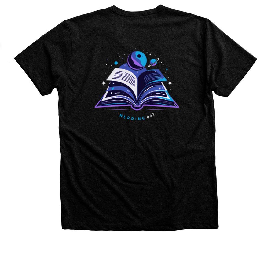 Watermark Nerding Out Book Club T-Shirt, a Black Heather Premium Unisex Tee
