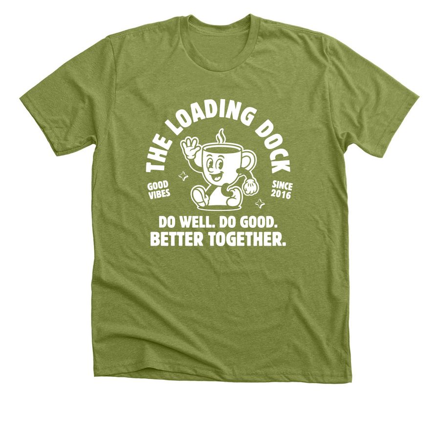 Better Together Printed in White, a Heather Green Premium Unisex Tee