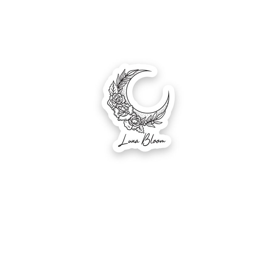 Luna Bloom Logo Sticker, a White Kiss Cut Sticker
