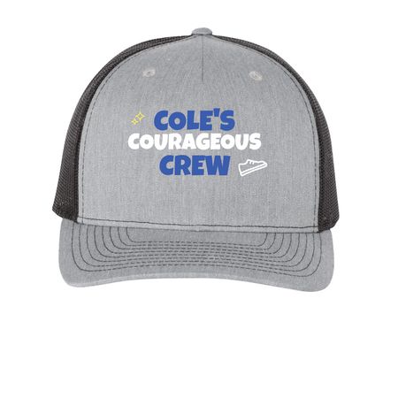 Cole's Courageous Crew, a Heather Grey/ Black Printed Five-Panel Trucker Cap