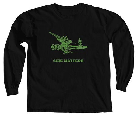 Size Matters, a Black Comfort Colors Long Sleeve Tee
