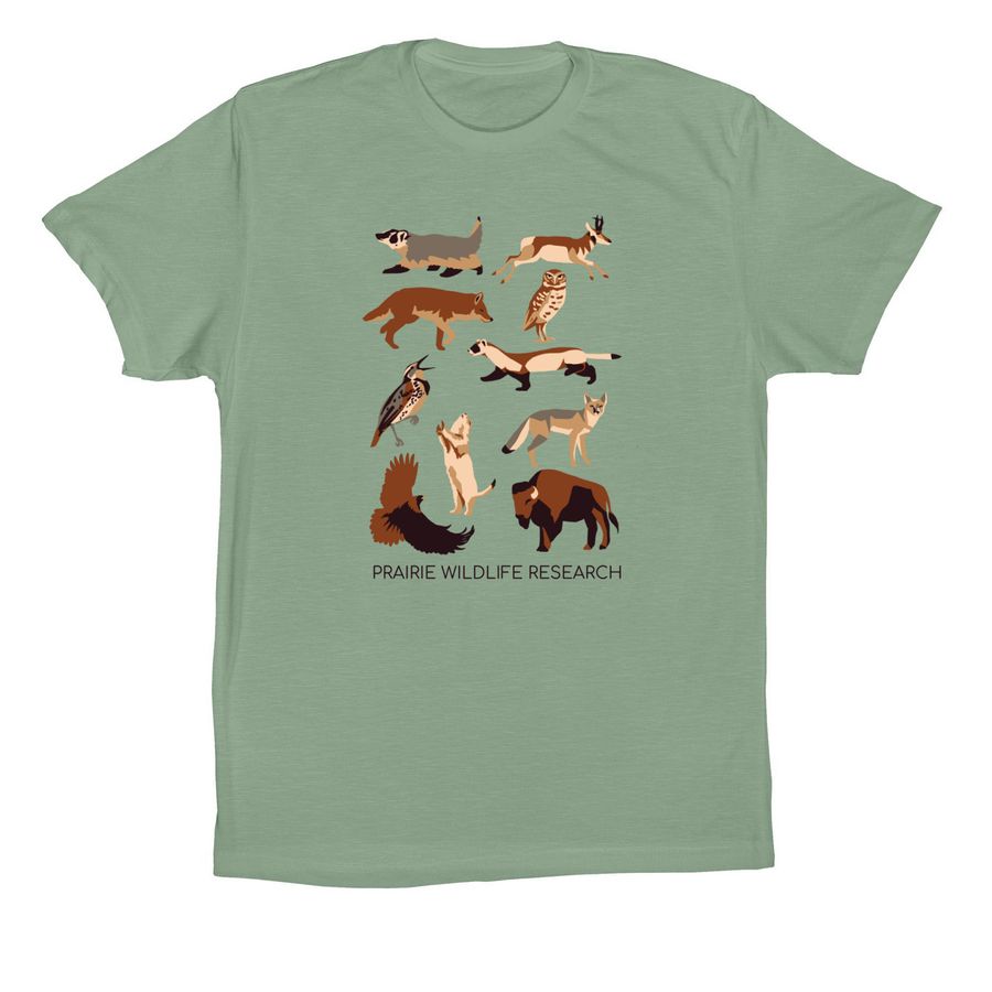 Prairie Wildlife Species Ensemble Shirt, a Sage Premium Cotton Tee