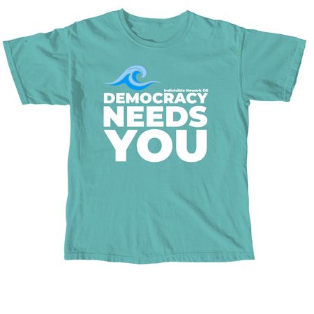 Democracy Needs You, a Seafoam Comfort Colors Unisex Tee