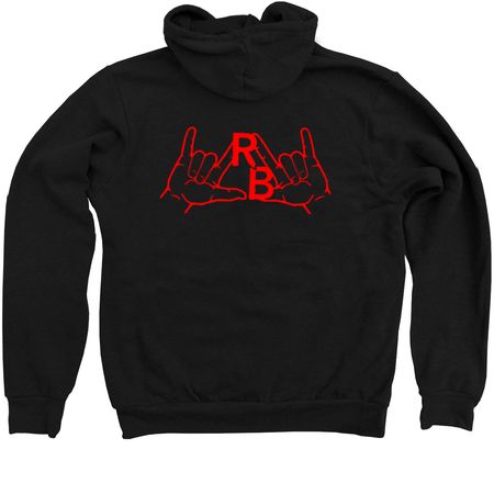 Red Rock-inati Logo, a Black Zip Up Hoodie (back-view)