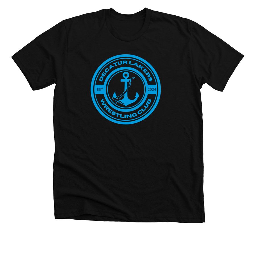 BLUE LOGO ON, a Solid Black Blend Premium Unisex Tee