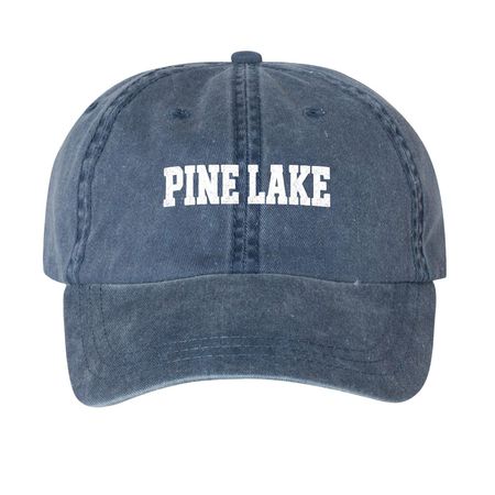 Pine Lake Classic Block Hats, a Navy Printed Pigment Dye Baseball Cap