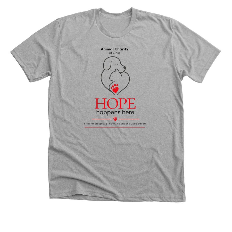 Hope Happens&nbsp; Here, a Athletic Heather Premium Unisex Tee