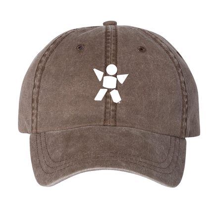 White Geo Hat, a Brown Printed Pigment Dye Baseball Cap