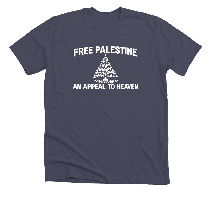 did zach bryan wear a free palestine shirt, a Heather Midnight Navy Premium Unisex Tee