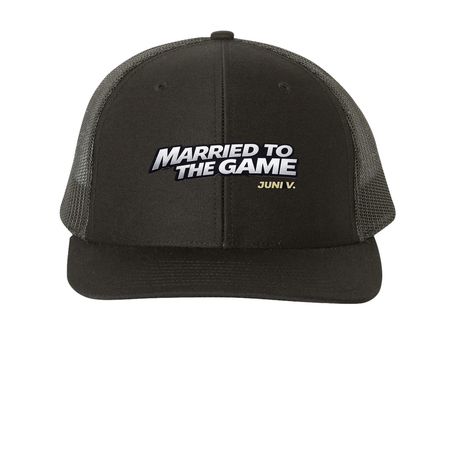 Married To The Game Cap, a Black Printed Snapback Trucker Cap