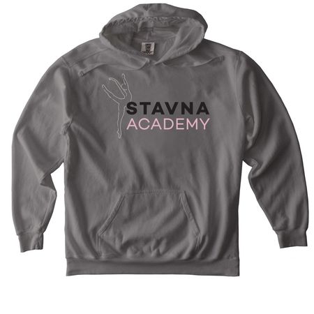 Stavna Academy Shirt, a Grey Comfort Colors Pullover Hoodie