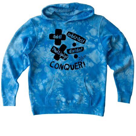 Tie-Dye + - x ?, a Aqua Blue Youth Tie Dye Pullover Hoodie