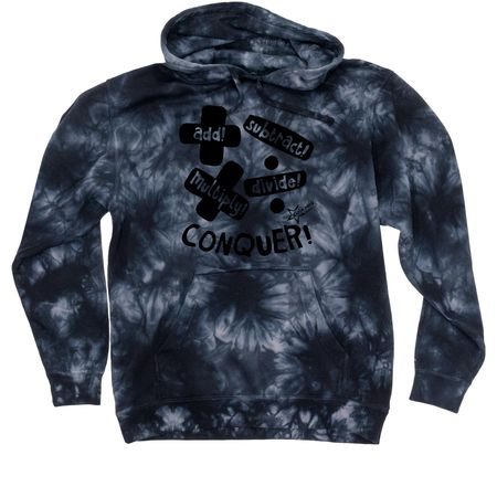 Tie-Dye + - x ?, a Black Tie Dyed Pullover Hoodie