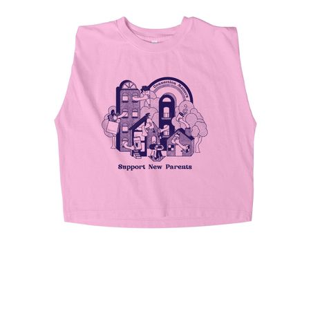 It Takes a Village, a Faded Powder Pink Women's Heavyweight Garment Dye Muscle Tee