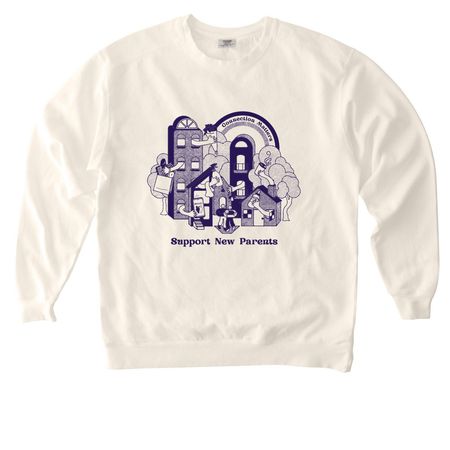 It Takes a Village, a Ivory Comfort Colors Crewneck Sweatshirt