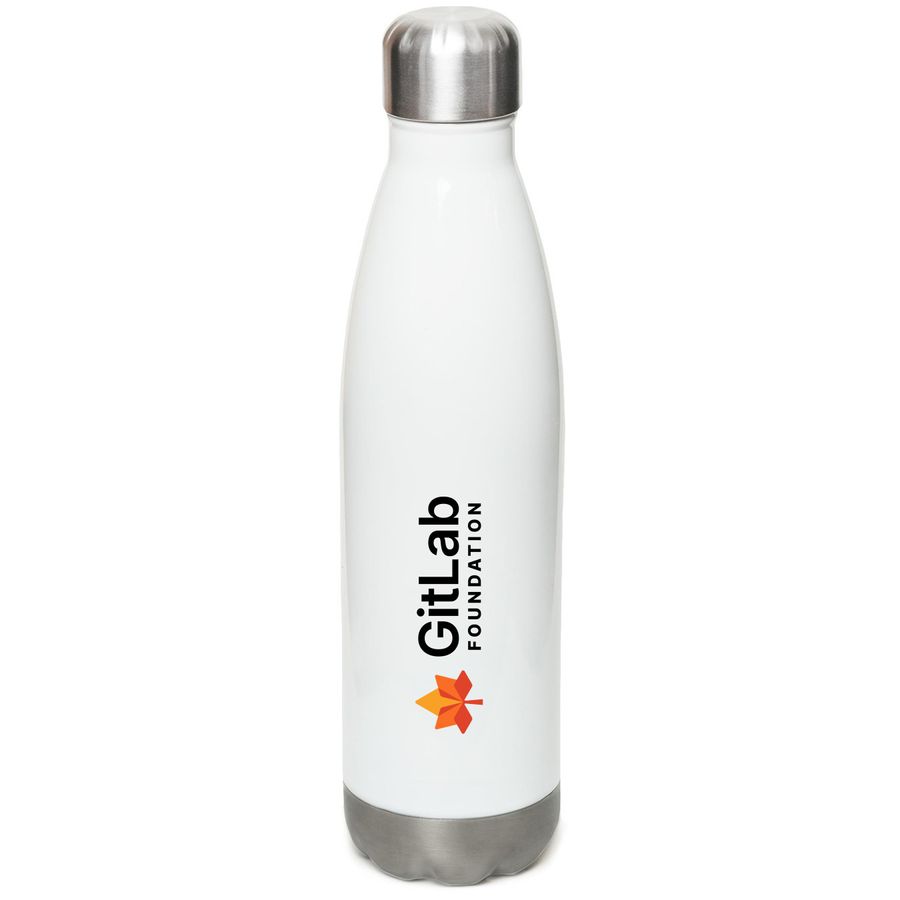 Water Bottle, a White Stainless Steel Water Bottle