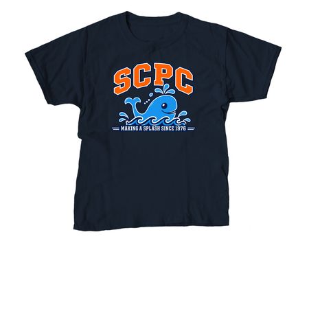 Making an Orange Splash, a Navy Youth Unisex Tee