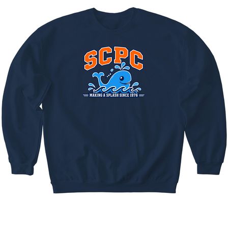 Making an Orange Splash, a Navy Softstyle Crewneck Sweatshirt