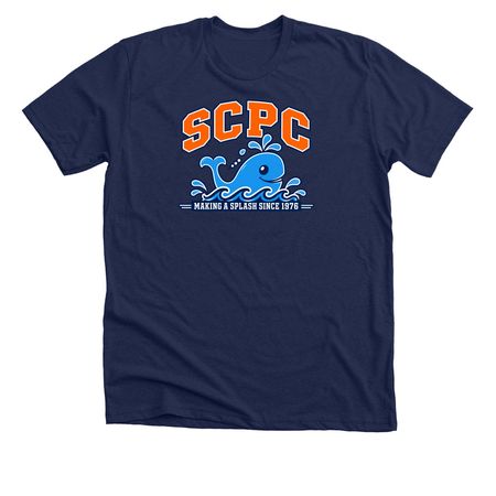 Making an Orange Splash, a Solid Navy Blend Premium Unisex Tee