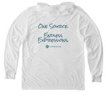 One Source. Endless Expressions., a Bright White Allmade Eco Triblend Hoodie Tee (back-view)