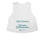 One Source. Endless Expressions., a Solid White Blend Women's Cropped Racerback Tank (back-view)