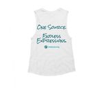 One Source. Endless Expressions., a White Women's Muscle Tank (back-view)