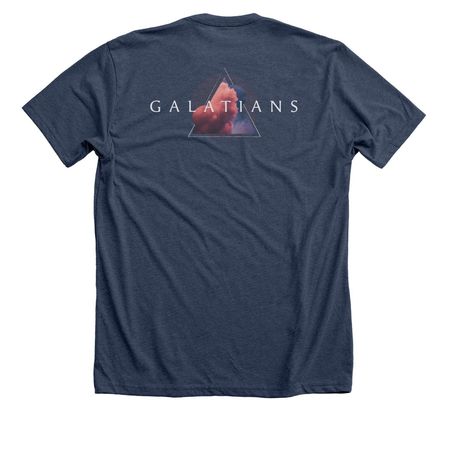 NXTGEN | Galatians, a Heather Navy Premium Unisex Tee (back-view)
