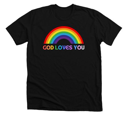 God Loves You (dark colors), a Solid Black Blend Premium Unisex Tee