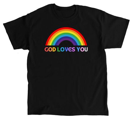 God Loves You (dark colors), a Black Classic Unisex Tee