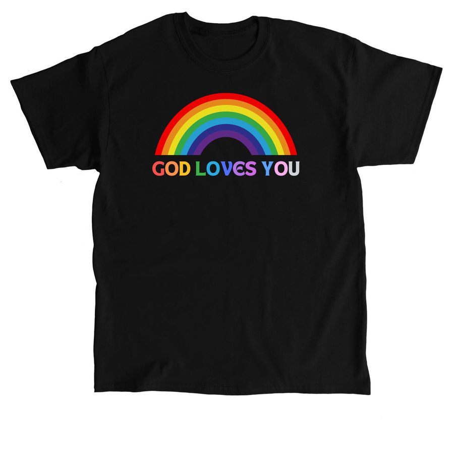 God Loves You (dark colors), a Black Classic Unisex Tee