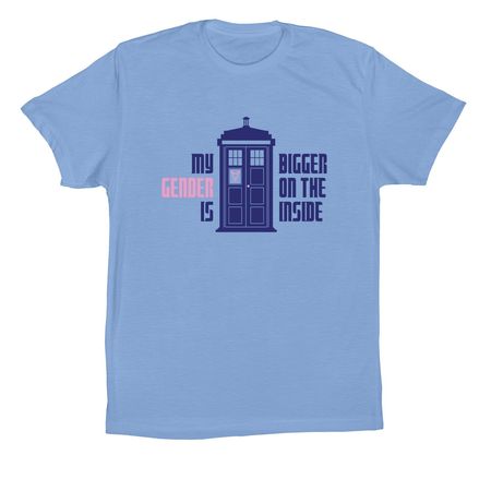 My Gender is Bigger on the Inside, a Carolina Blue Premium Cotton Tee