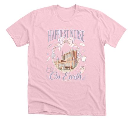 Happiest Nurse on Earth, a Heather Pink Premium Unisex Tee
