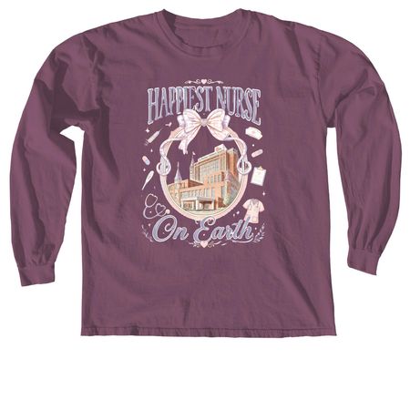 Happiest Nurse on Earth, a Berry Comfort Colors Long Sleeve Tee