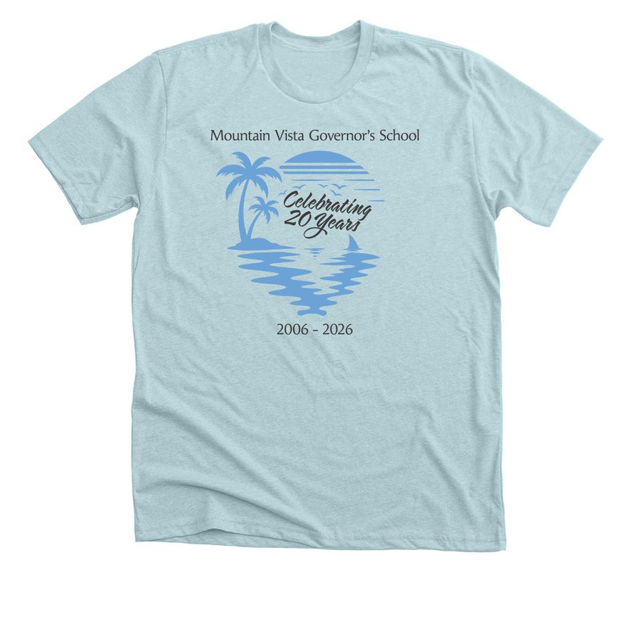 MVGS 20 Years Shark Fin, a Heather Ice Blue Premium Unisex Tee