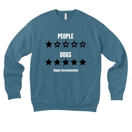 THE REVIEW!PEOPLE VS DOGS, a Heather Deep Teal Premium Drop Shoulder Sweatshirt
