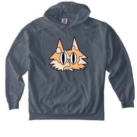 Orange Cat, a Denim Comfort Colors Pullover Hoodie