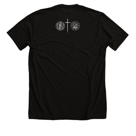 Police Skull, a Solid Black Blend Premium Unisex Tee (back-view)