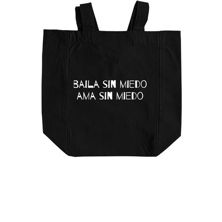 baila y ama bag, a Black Recycled Cotton Tote Bag (back-view)