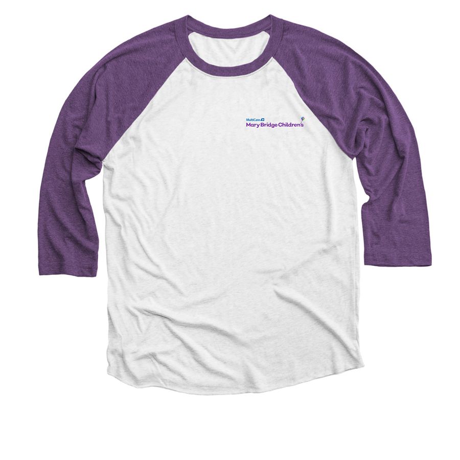 Mary Bridge OR, a Purple Rush and Heather White 3/4 Sleeve Baseball Tee