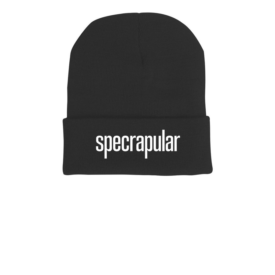 Specrapular for Warmth, a Black Printed Cuffed Beanie