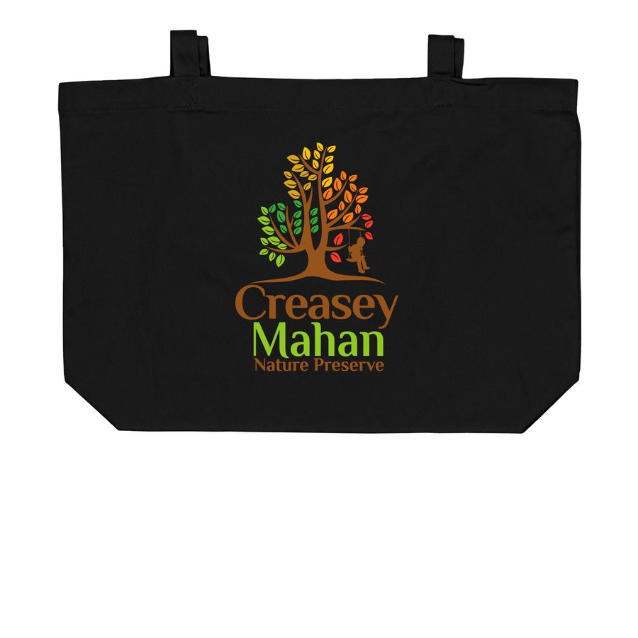 Carry Creasey Mahan Forward, a Black Large Organic Cotton Tote Bag