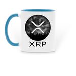 XRP Moon Coffee Mugs, a Light Blue Two-Tone Ceramic Mug (back-view)