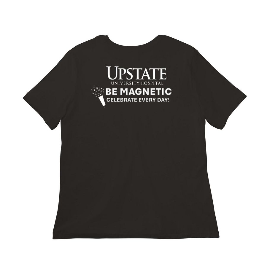 Magnet Celebration 2-Sided Print Shirt, a Black Women?s Relaxed Cotton Tee (back-view)