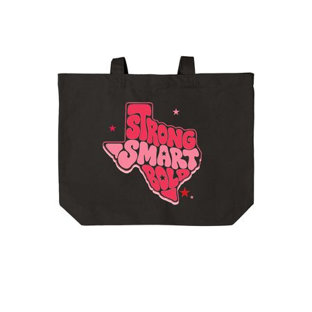 Strong. Smart. Bold. Texas Tote, a Deep Black Cotton Canvas Tote Bag