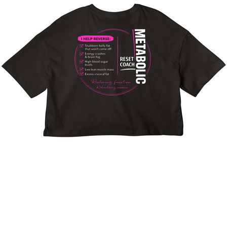 Crop top-pink, a Black Women?s Cropped Cotton Tee (back-view)